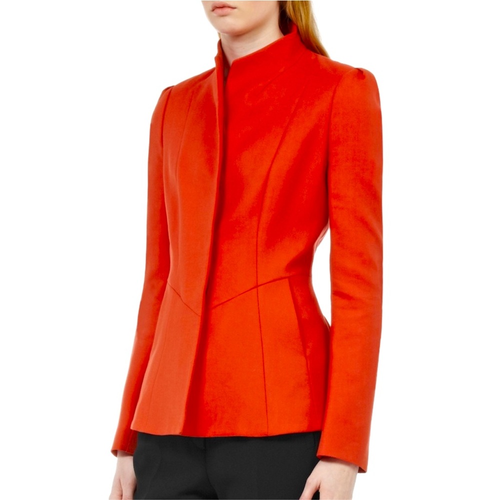 Reiss Avanti Pip Flared Single Breasted Jacket in Coral